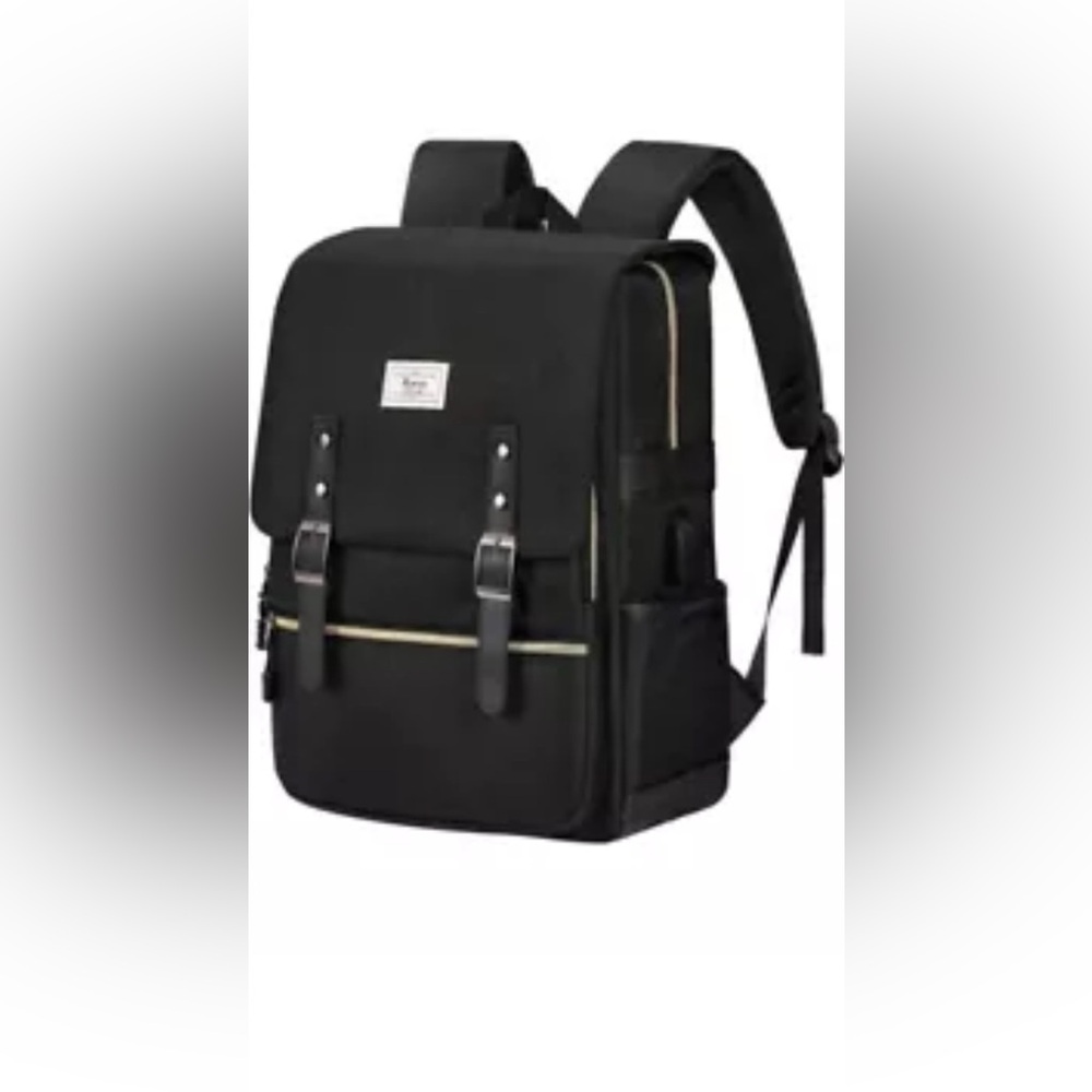 Ronyes Laptop Backpack for Women Unisex Black Allblackwithusb